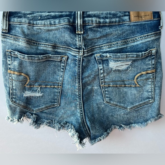 High Wasted Short Washed Jean Colored Shorts - Picture 2 of 4